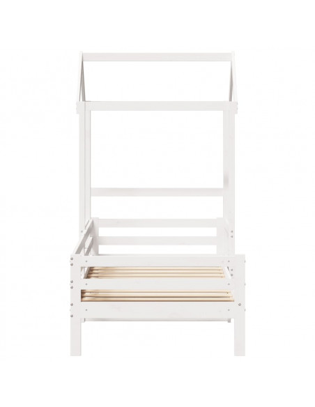 Dormeuse con Tetto 90x200 cm Bianco in Legno Massello di Pino