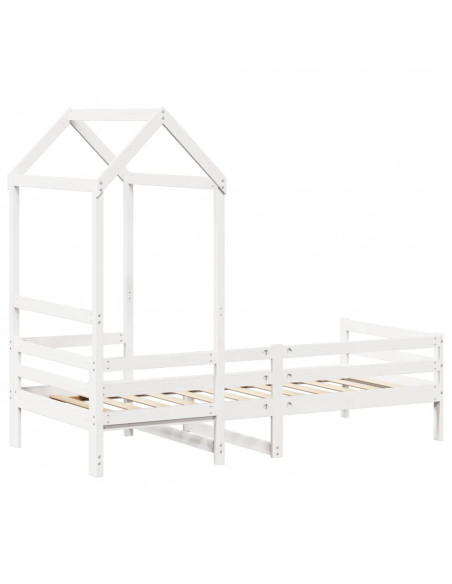 Dormeuse con Tetto 90x200 cm Bianco in Legno Massello di Pino