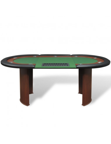 Tavolo Poker 10 Giocatori Postazione Dealer Vassoio Chip Verde