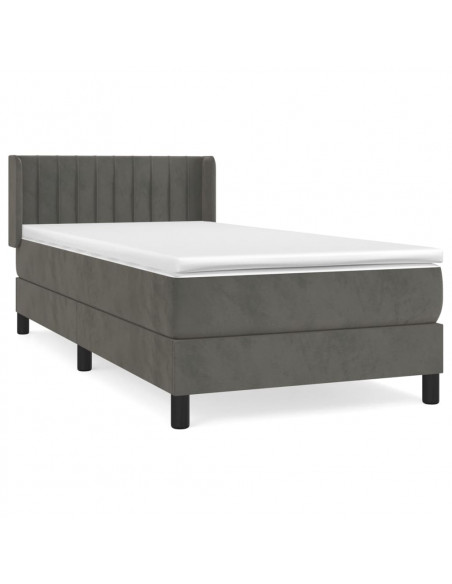 Giroletto a Molle con Materasso Grigio Scuro 90x200 cm Velluto
