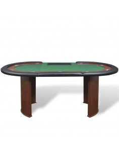 Tavolo Poker 10 Giocatori Postazione Dealer Vassoio Chip Verde 2