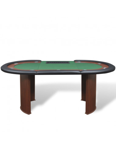 Tavolo Poker 10 Giocatori Postazione Dealer Vassoio Chip Verde