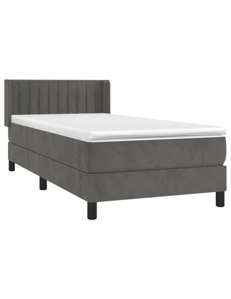 Giroletto a Molle con Materasso Grigio Scuro 90x200 cm Velluto