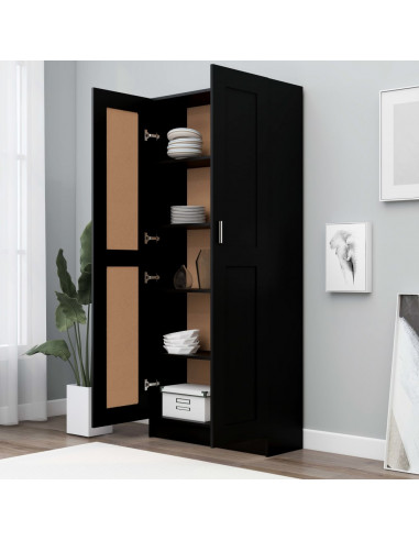 Libreria Nera 82,5x30,5x185,5 cm in Legno Multistrato