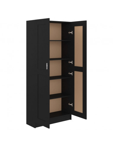 Libreria Nera 82,5x30,5x185,5 cm in Legno Multistrato