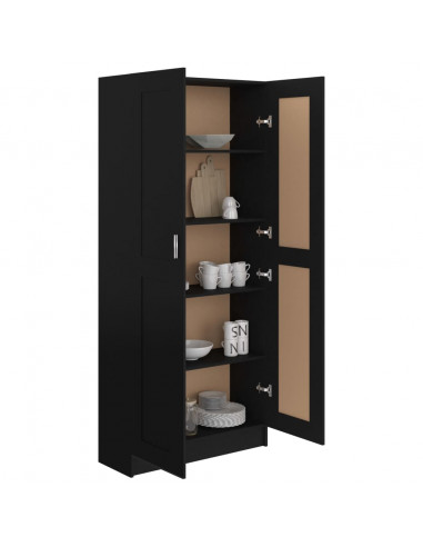 Libreria Nera 82,5x30,5x185,5 cm in Legno Multistrato
