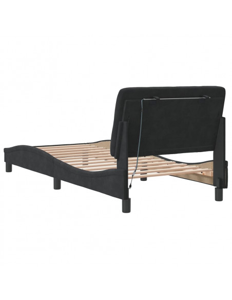 Giroletto con Luci LED Nero 80x200 cm in Velluto