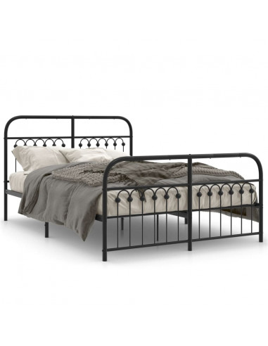 Giroletto con Testiera e Pediera Metallo Nero 137x190 cm
