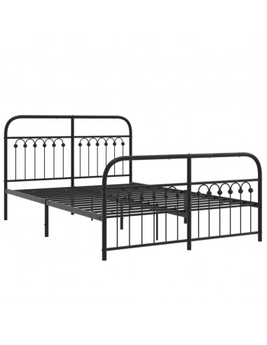 Giroletto con Testiera e Pediera Metallo Nero 137x190 cm