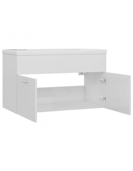Mobile Bagno con Lavabo Integrato Bianco Lucido in Truciolato
