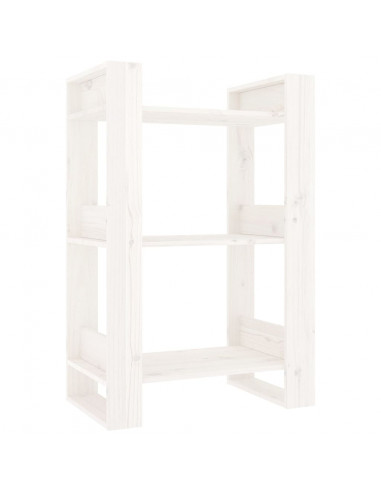 Libreria/Divisorio Bianco 60x35x91 cm in Legno Massello di Pino