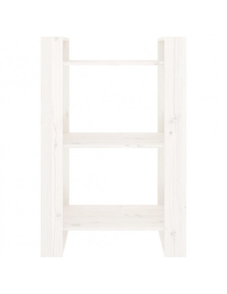 Libreria/Divisorio Bianco 60x35x91 cm in Legno Massello di Pino