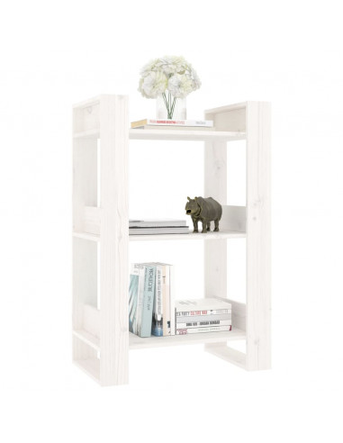 Libreria/Divisorio Bianco 60x35x91 cm in Legno Massello di Pino