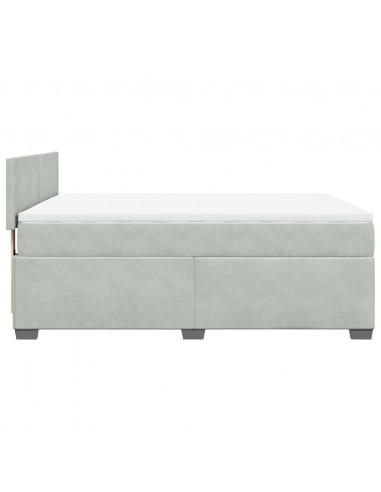 Giroletto a Molle con Materasso Grigio Chiaro 140x190cm Velluto