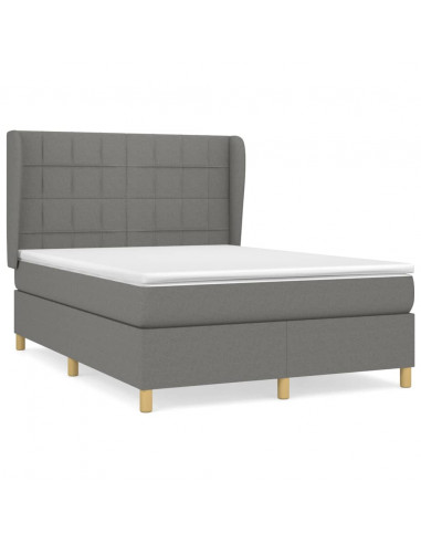 Giroletto a Molle con Materasso Grigio Scuro 140x190 cm Tessuto