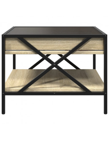 Tavolino da Salotto con LED Infinity Rovere Sonoma 50x50x38 cm