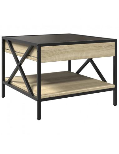 Tavolino da Salotto con LED Infinity Rovere Sonoma 50x50x38 cm