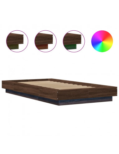 Giroletto Luci LED Rovere Marrone 100x200 cm Legno Multistrato