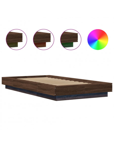 Giroletto Luci LED Rovere Marrone 100x200 cm Legno Multistrato