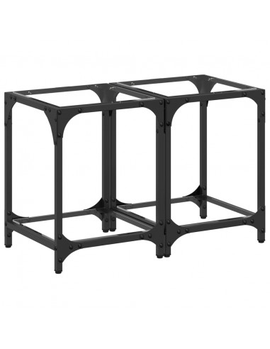 Tavolini con Piano in Vetro Trasparente 2 pz 30x30x40cm Acciaio