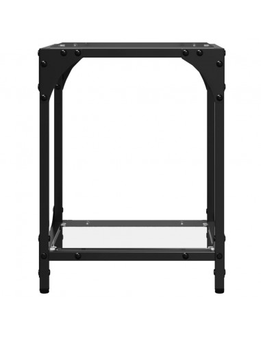 Tavolini con Piano in Vetro Trasparente 2 pz 30x30x40cm Acciaio
