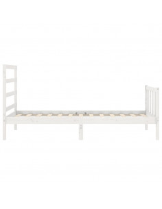 Giroletto con Testiera Bianco 90x190 cm in Legno Massello 2