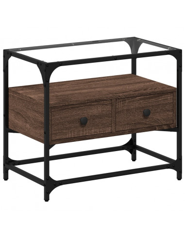 Mobile TV Piano Vetro Rovere Marrone 60x35x51 Legno Multistrato