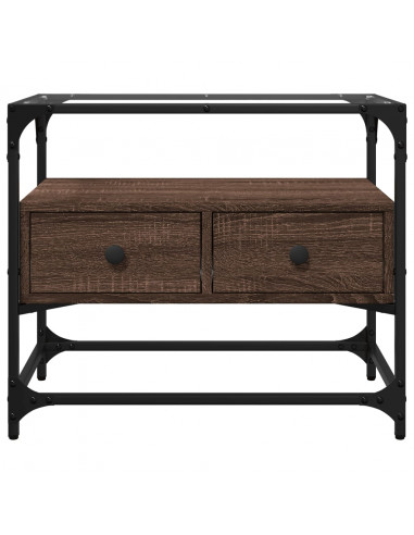 Mobile TV Piano Vetro Rovere Marrone 60x35x51 Legno Multistrato