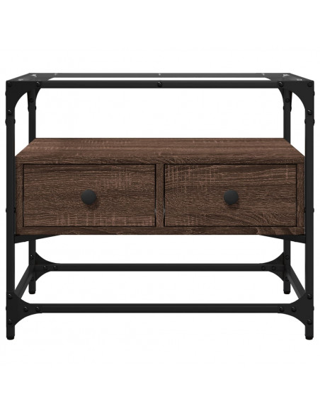 Mobile TV Piano Vetro Rovere Marrone 60x35x51 Legno Multistrato