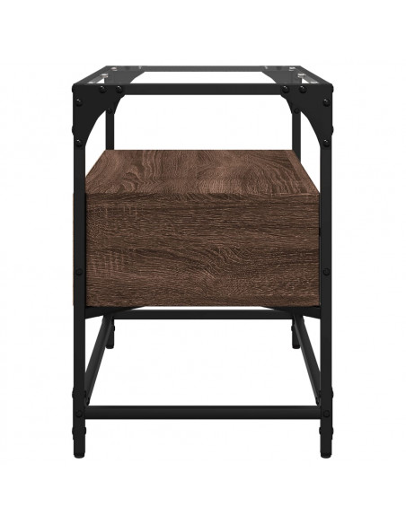Mobile TV Piano Vetro Rovere Marrone 60x35x51 Legno Multistrato