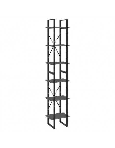 Scaffale Alto Grigio 40x30x210 cm in Legno Massello di Pino