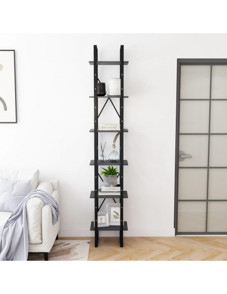 Scaffale Alto Grigio 40x30x210 cm in Legno Massello di Pino