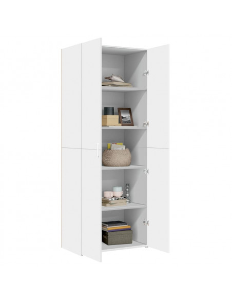 Credenza Bianca 70x42,5x185 cm in Legno Multistrato