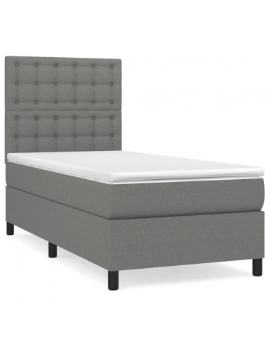 Giroletto a Molle con Materasso Grigio Scuro 90x190 cm Tessuto