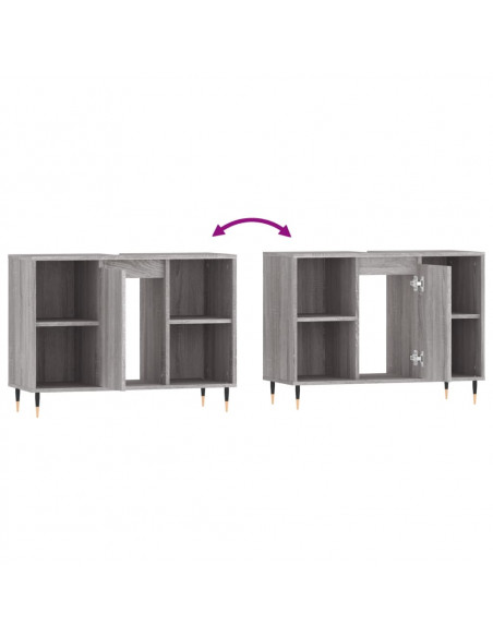 Mobile da Bagno Grigio Sonoma 80x33x60 cm in Legno Multistrato