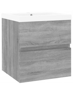 Mobile Bagno e Lavabo Integrato Grigio Sonoma Legno Multistrato 2