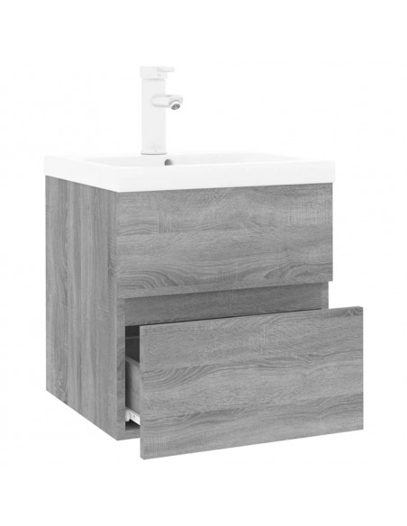 Mobile Bagno e Lavabo Integrato Grigio Sonoma Legno Multistrato