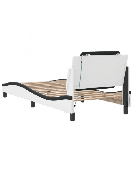 Giroletto con Luci LED Bianco e Nero 90x190 cm in Similpelle