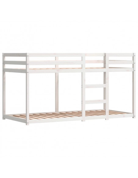 Letto a Castello con Tende Bianco e Nero 75x190cm Massello Pino
