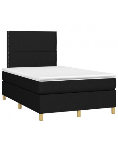 Letto a Molle con Materasso e LED Nero 120x200cm in Tessuto