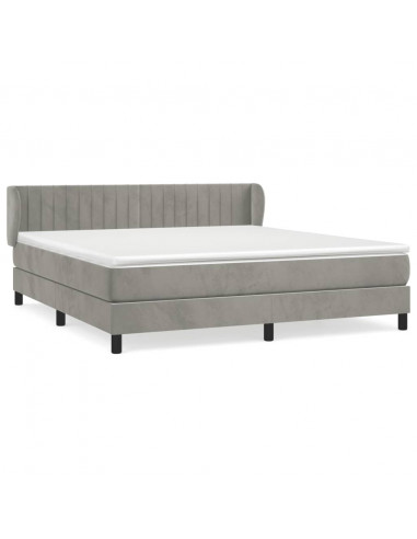 Giroletto a Molle con Materasso Grigio Chiaro 180x200cm Velluto