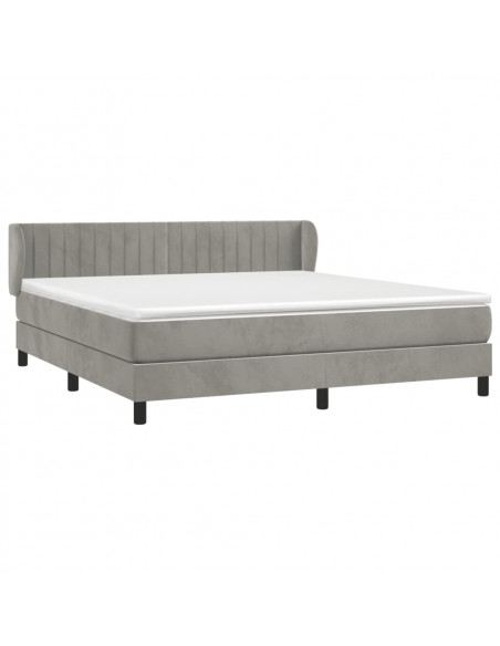 Giroletto a Molle con Materasso Grigio Chiaro 180x200cm Velluto