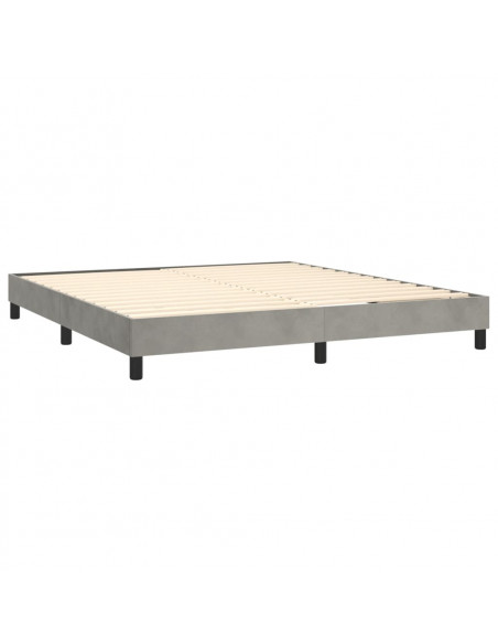 Giroletto a Molle con Materasso Grigio Chiaro 180x200cm Velluto