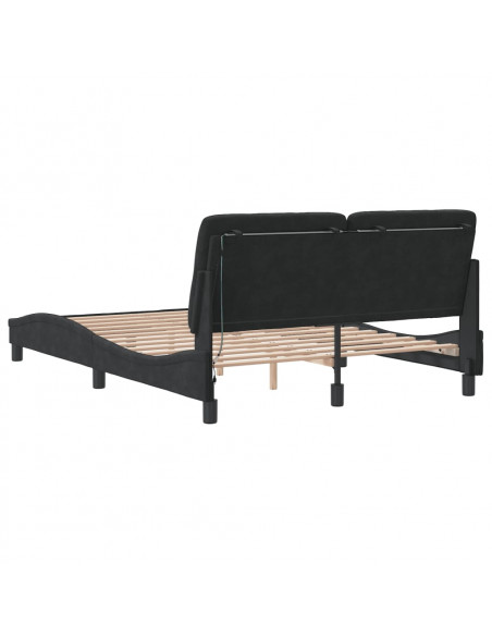 Giroletto con Luci LED Nero 140x190 cm in Velluto