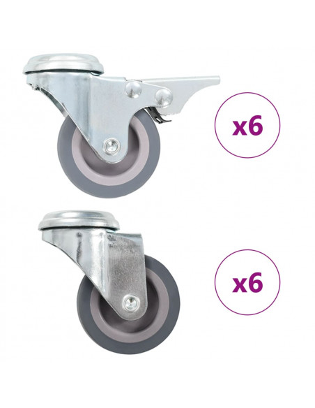 Ruote Girevoli con Foro per Bullone 12 pz 50 mm