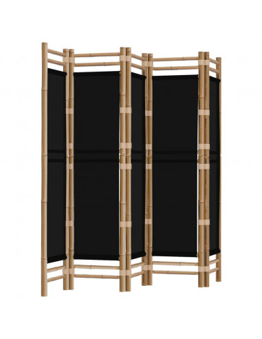 Divisorio Ambienti 5 Pannelli Pieghevole 200 cm Bambù e Tela