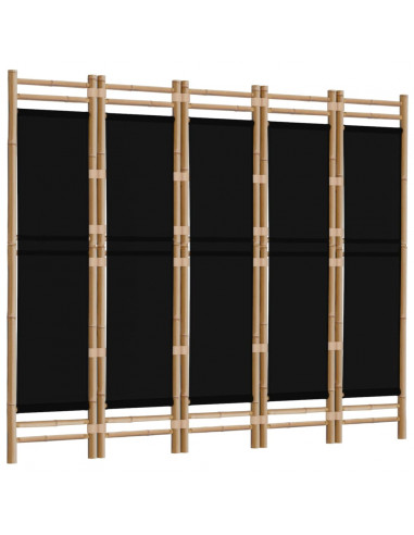 Divisorio Ambienti 5 Pannelli Pieghevole 200 cm Bambù e Tela
