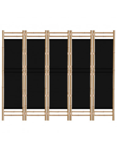 Divisorio Ambienti 5 Pannelli Pieghevole 200 cm Bambù e Tela