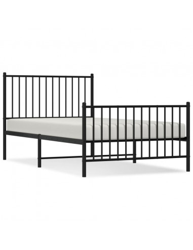 Giroletto con Testiera e Pediera Metallo Nero 100x190 cm