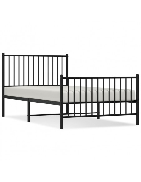 Giroletto con Testiera e Pediera Metallo Nero 100x190 cm